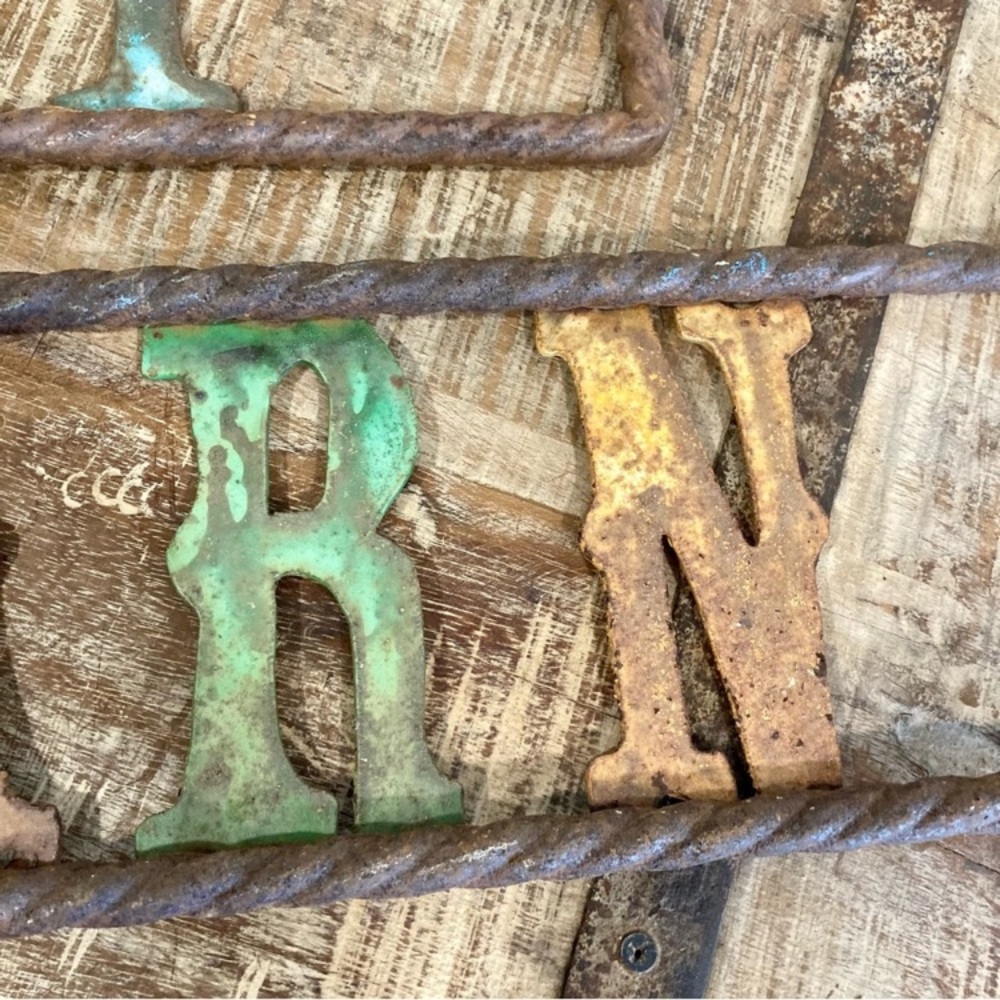 Party Barn Sign Rusty Metal Rebar Western Country Rustic Decor - Picture 13 of 16